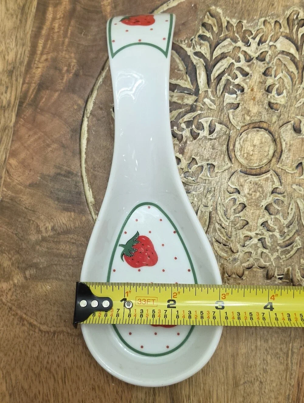 Vtg Reston Lloyd Strawberry Ceramic Spoon Rest Japan Utensil Holder Retro 70s 80